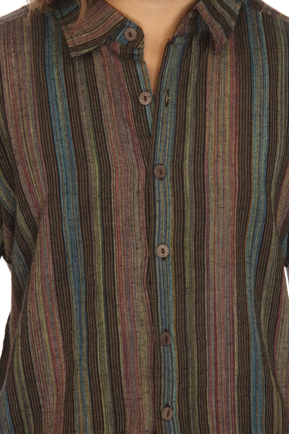 Lakhays Collection Inc. - Stripe Button Down Mens Short Sleeve Shirt