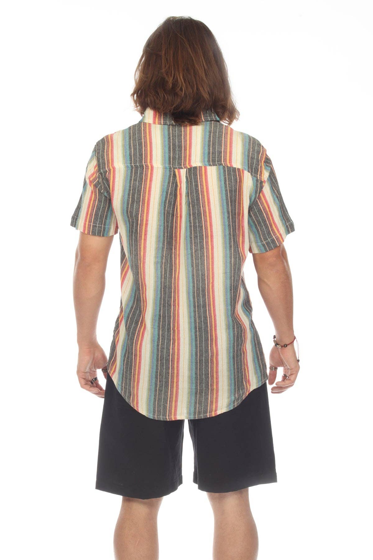 Lakhays Collection Inc. - Stripe Button Down Mens Short Sleeve Shirt