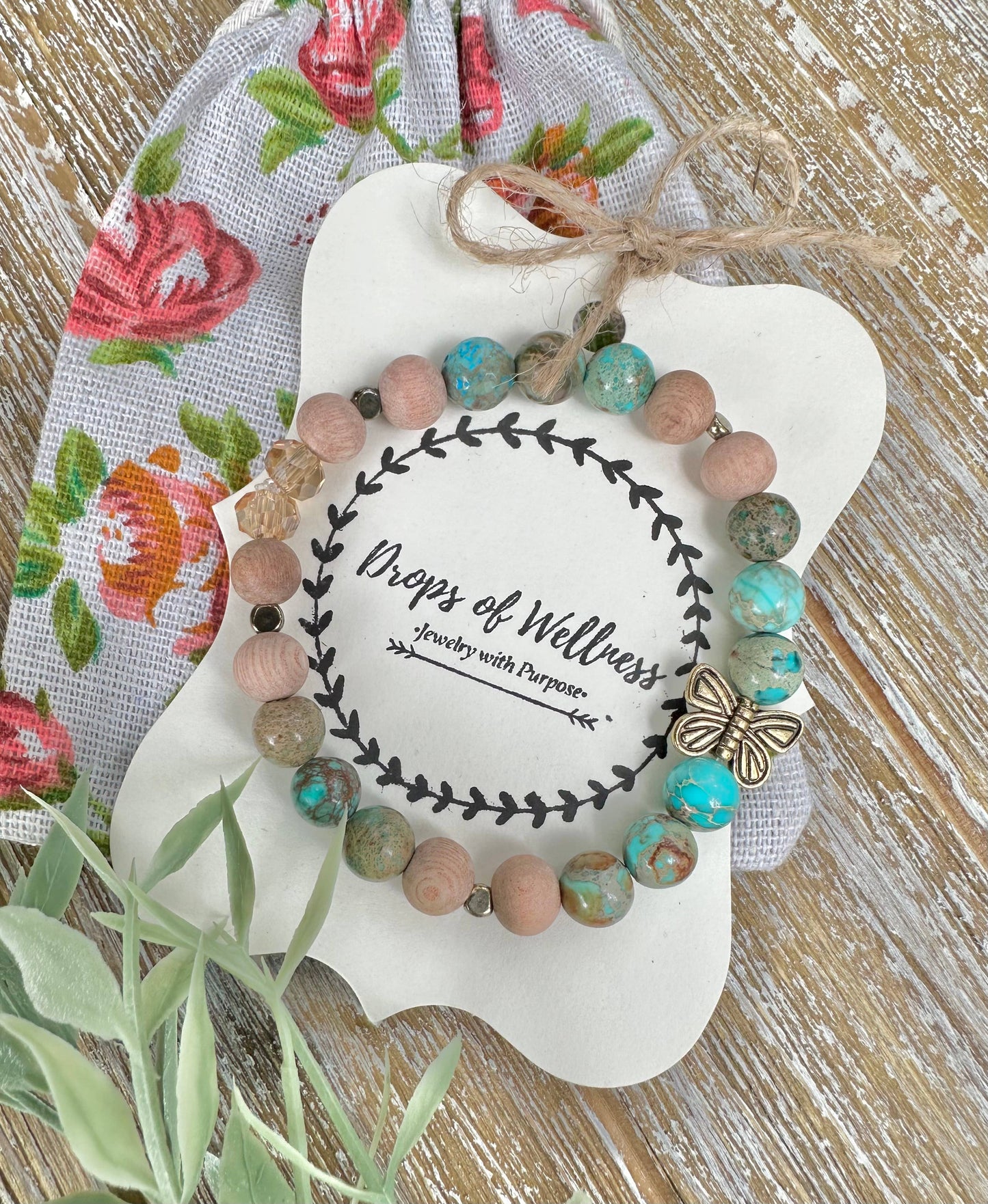 Drops of Wellness Goods - Beaded Stone Bracelet, Diffuser Jewelry, The Rosa