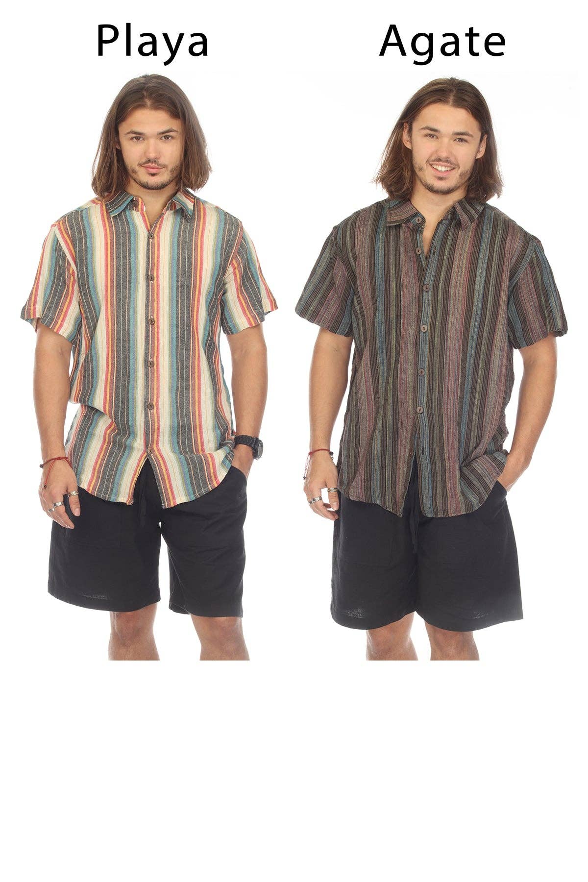 Lakhays Collection Inc. - Stripe Button Down Mens Short Sleeve Shirt