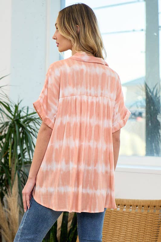 lovely melody - LMT3085PL-PLUS SIZE HELLO SPRING TIE DYE SHACKET