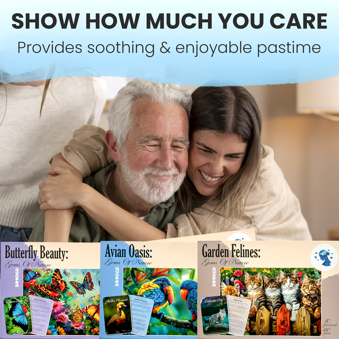 QUOKKA - Dementia 60pc Puzzles for Elderly with cards | 3xSET
