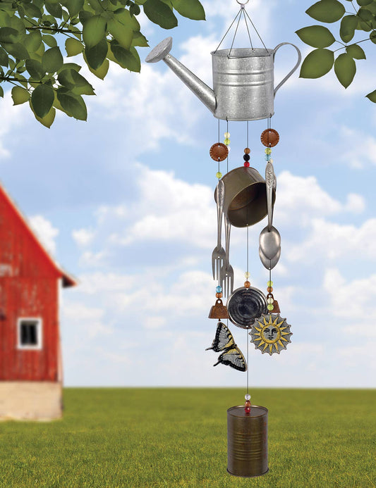 Sunset Vista Designs - Watering Can Farm House Wind Chime Spring Garden - 92556