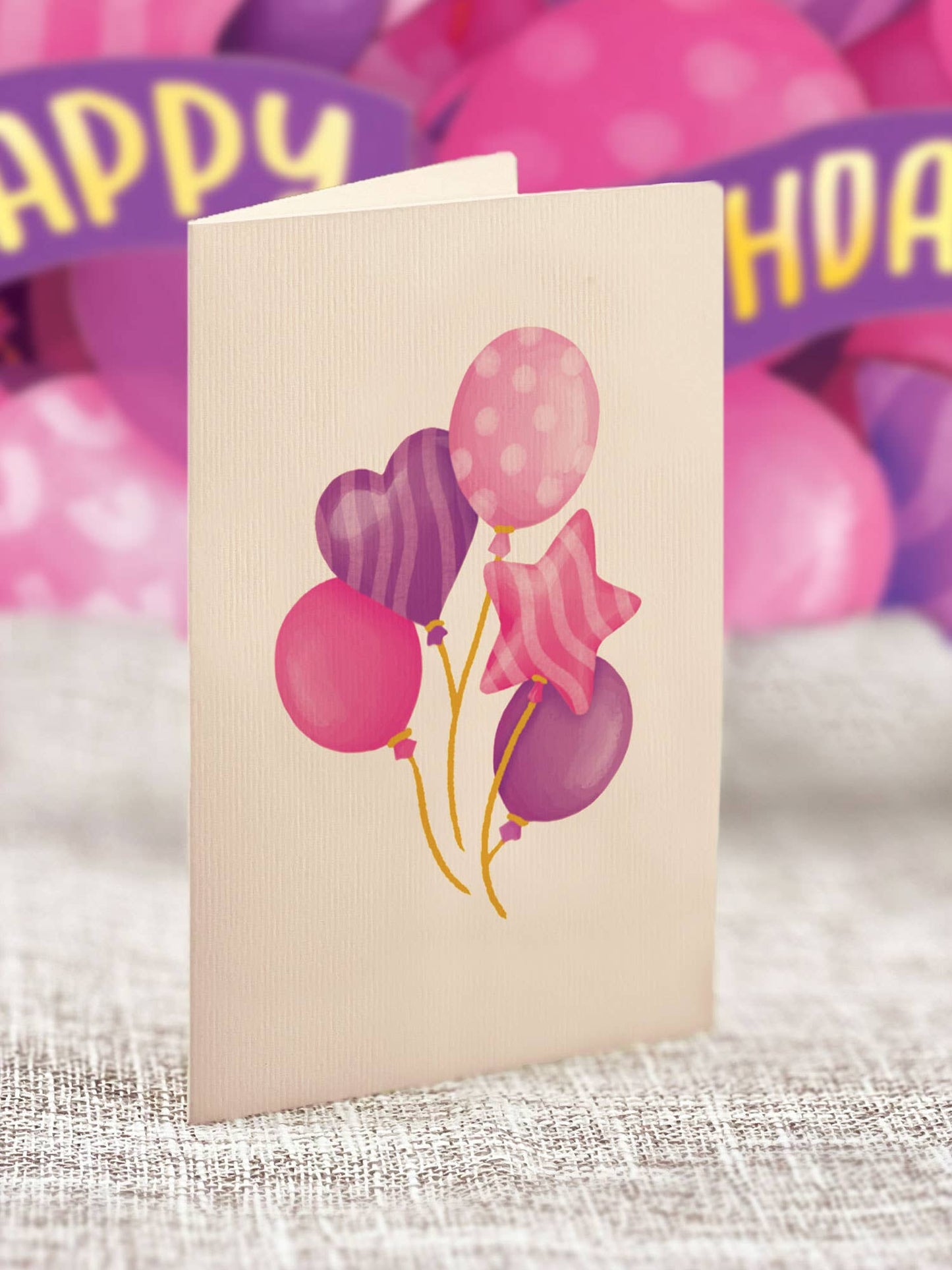 FreshCut Paper LLC - Mini Pink Birthday Balloons (Mini Pop-up Greeting Cards)