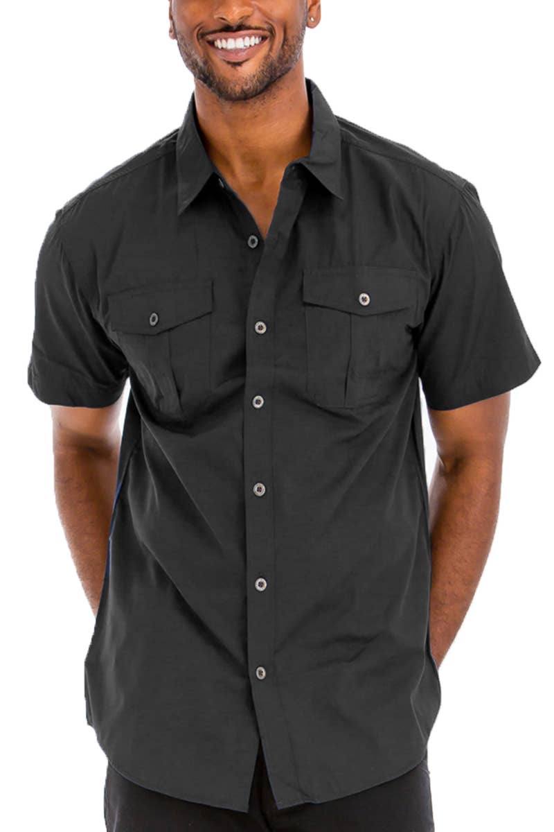 Men's WEIV - Dual Chest Pocket Short Sleeve Button Down Shirt