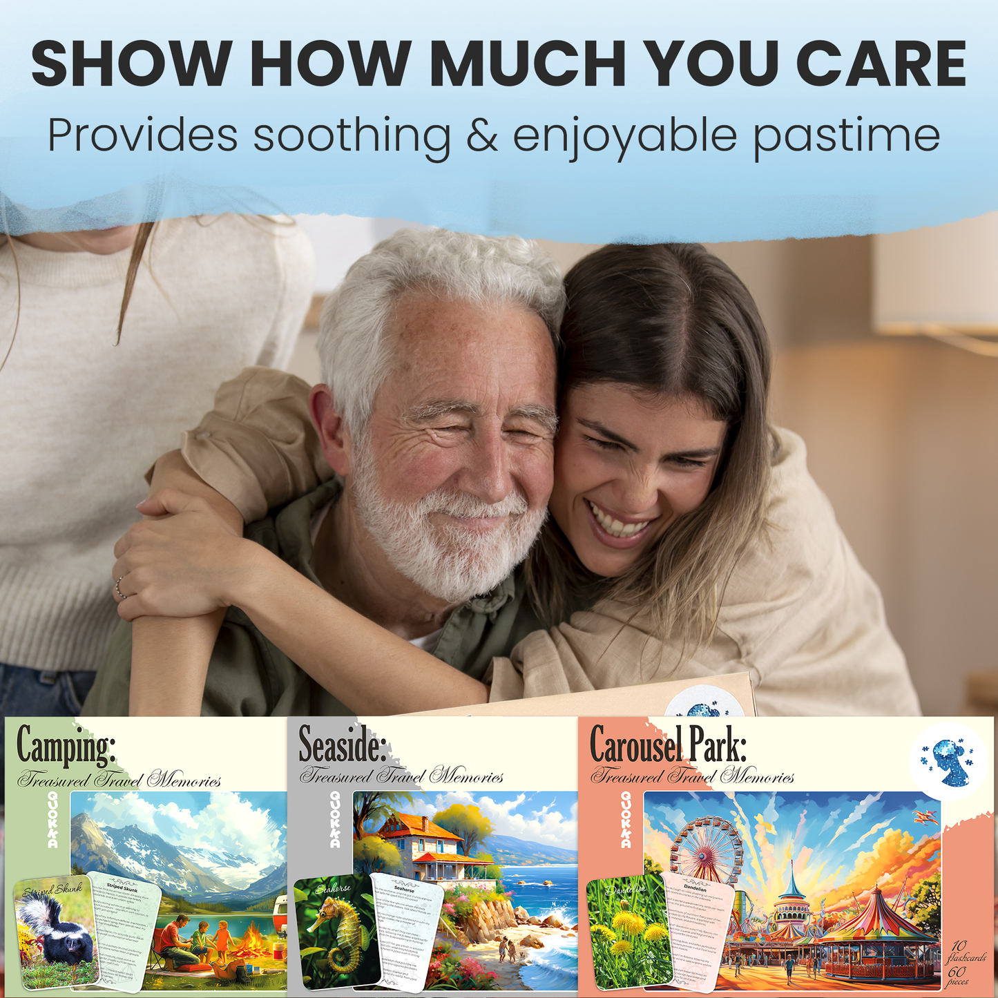 QUOKKA - Dementia 60pc Puzzles for Elderly with cards | 3xSET