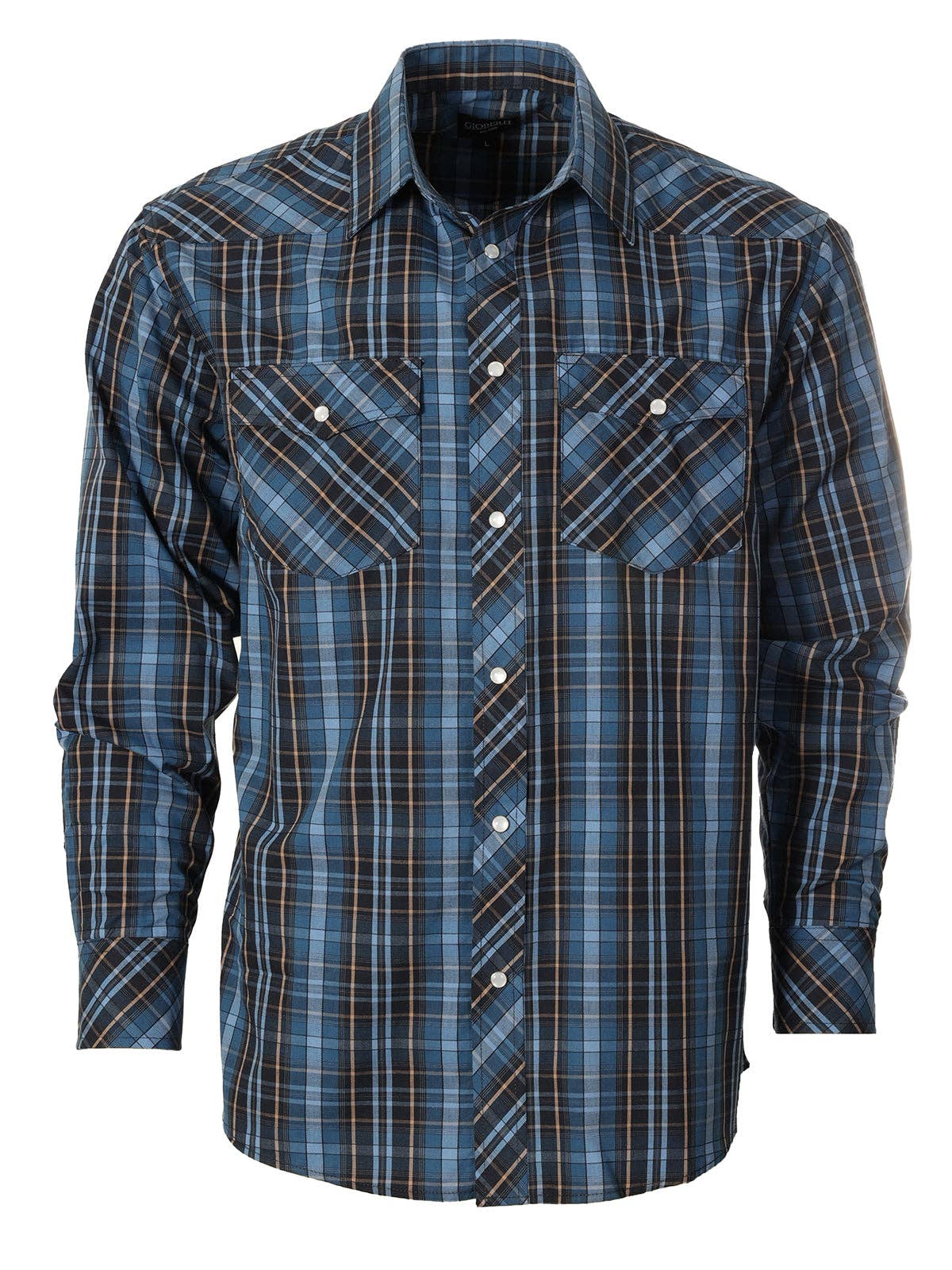 b-one inc - Men's Pearl Snap Button Down Plaid Long Sleeve Western Shirt