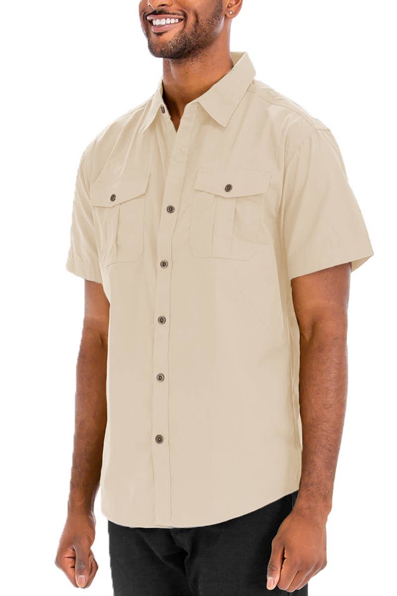 Men's WEIV - Dual Chest Pocket Short Sleeve Button Down Shirt