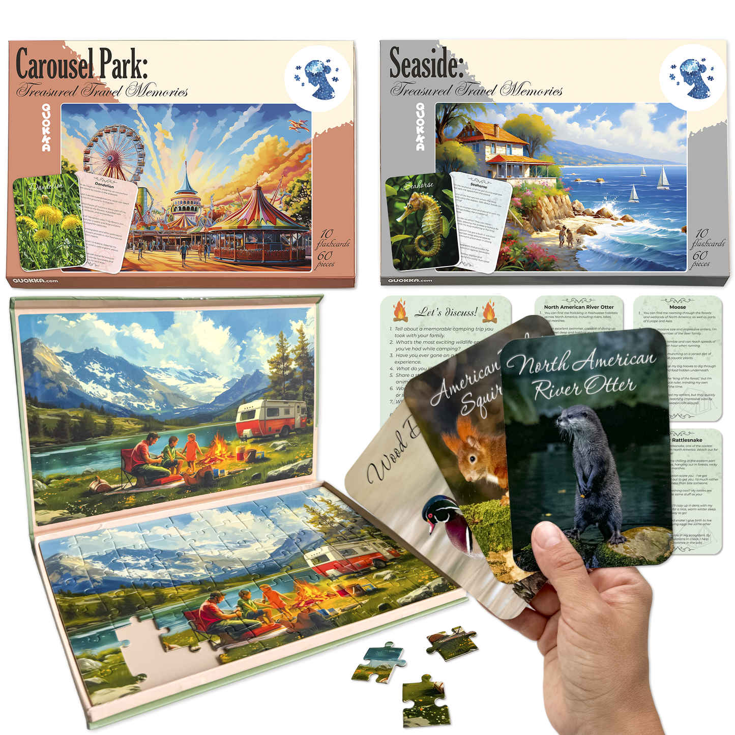 QUOKKA - Dementia 60pc Puzzles for Elderly with cards | 3xSET
