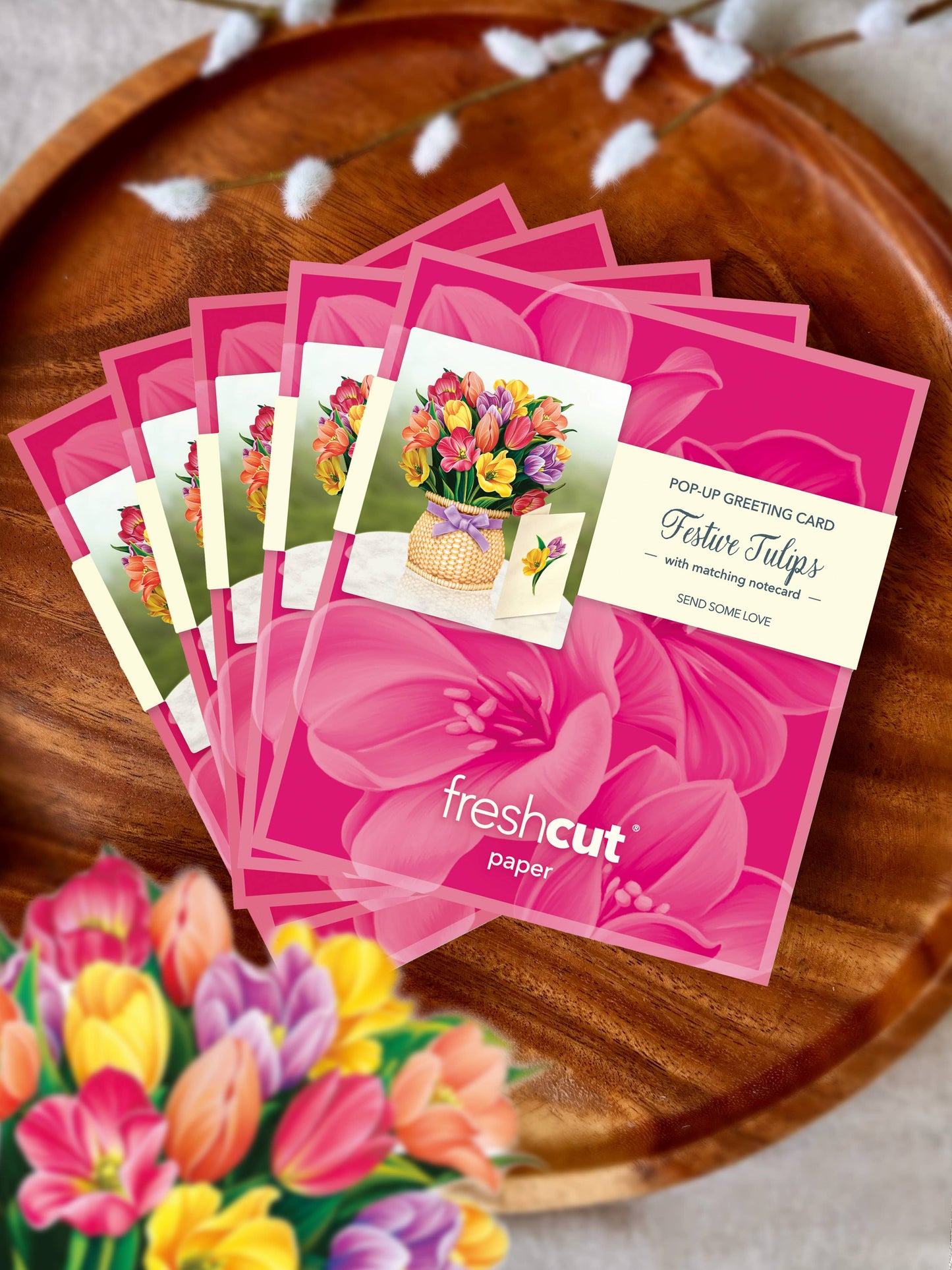 FreshCut Paper LLC - Mini Festive Tulips (10 Pop-up Greeting Cards)
