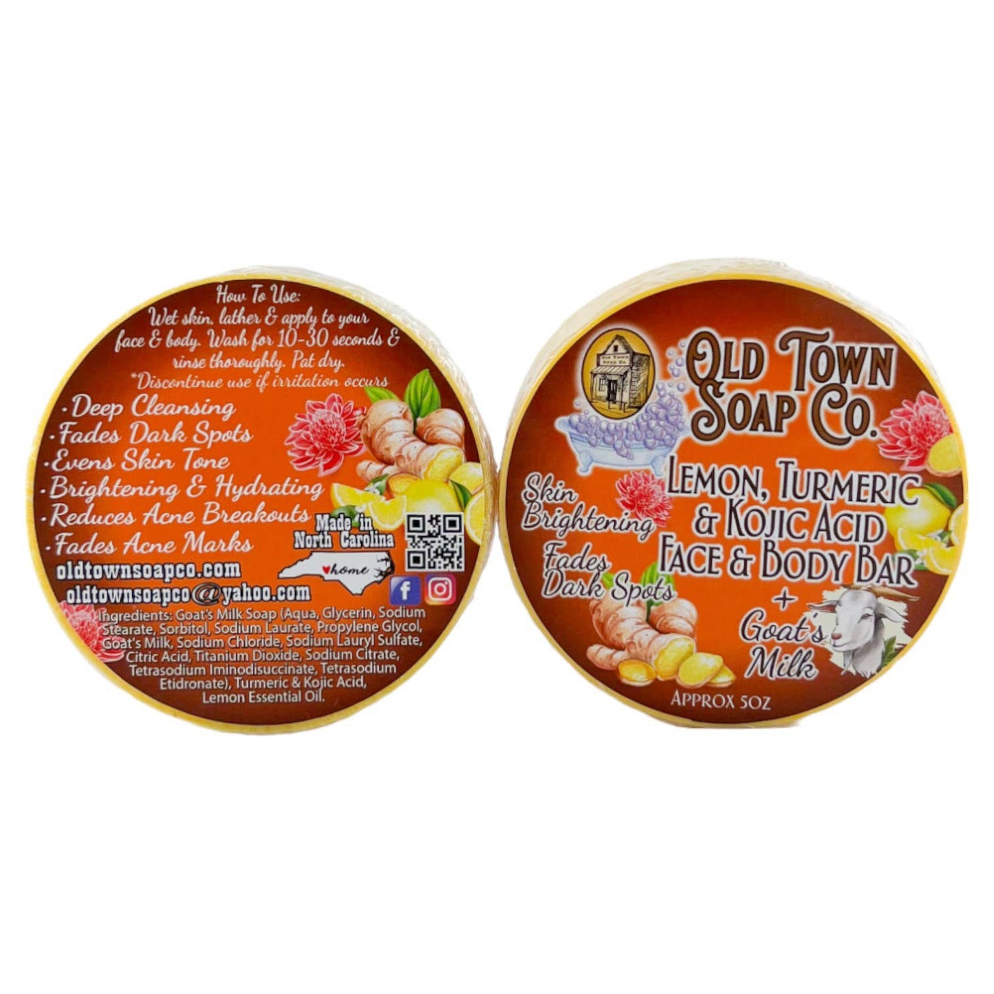 Old Town Soap Co. - Lemon, Turmeric & Kojic Acid Face & Body Bar