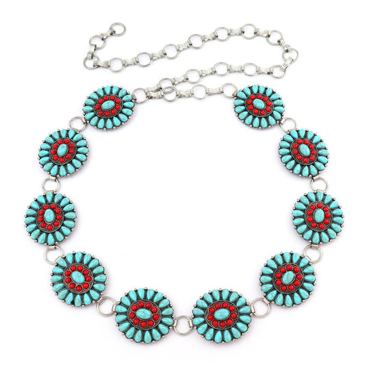 Nativo - Antique SILVER with Turquoise and red color