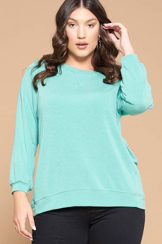 Emerald Collection - ETK-8192-PL Plus Size Solid French Terry Pullover