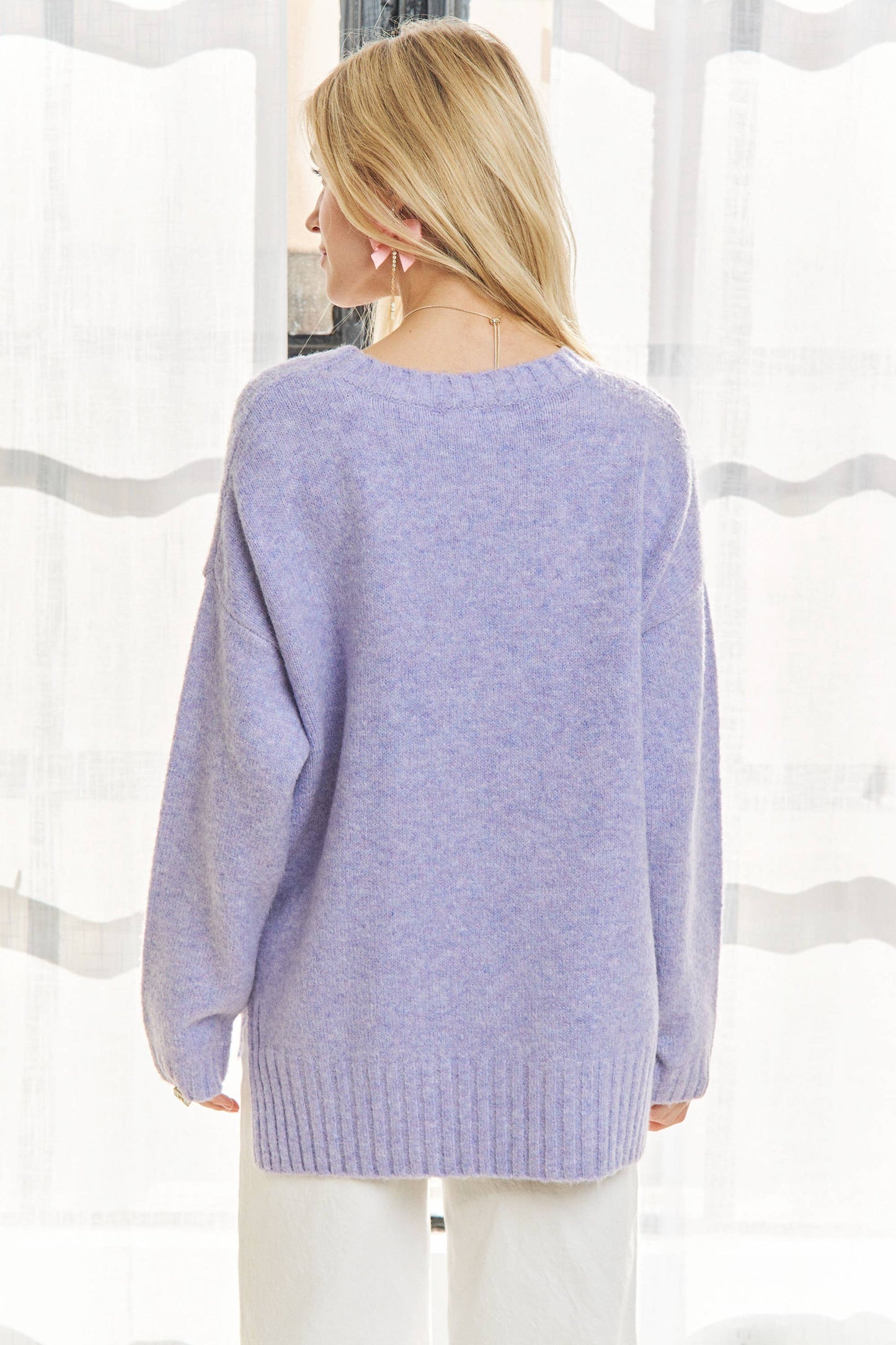 ADORA LA - CESW3184X - PLUS RIB ACCENT COMFY SWEATER TOP