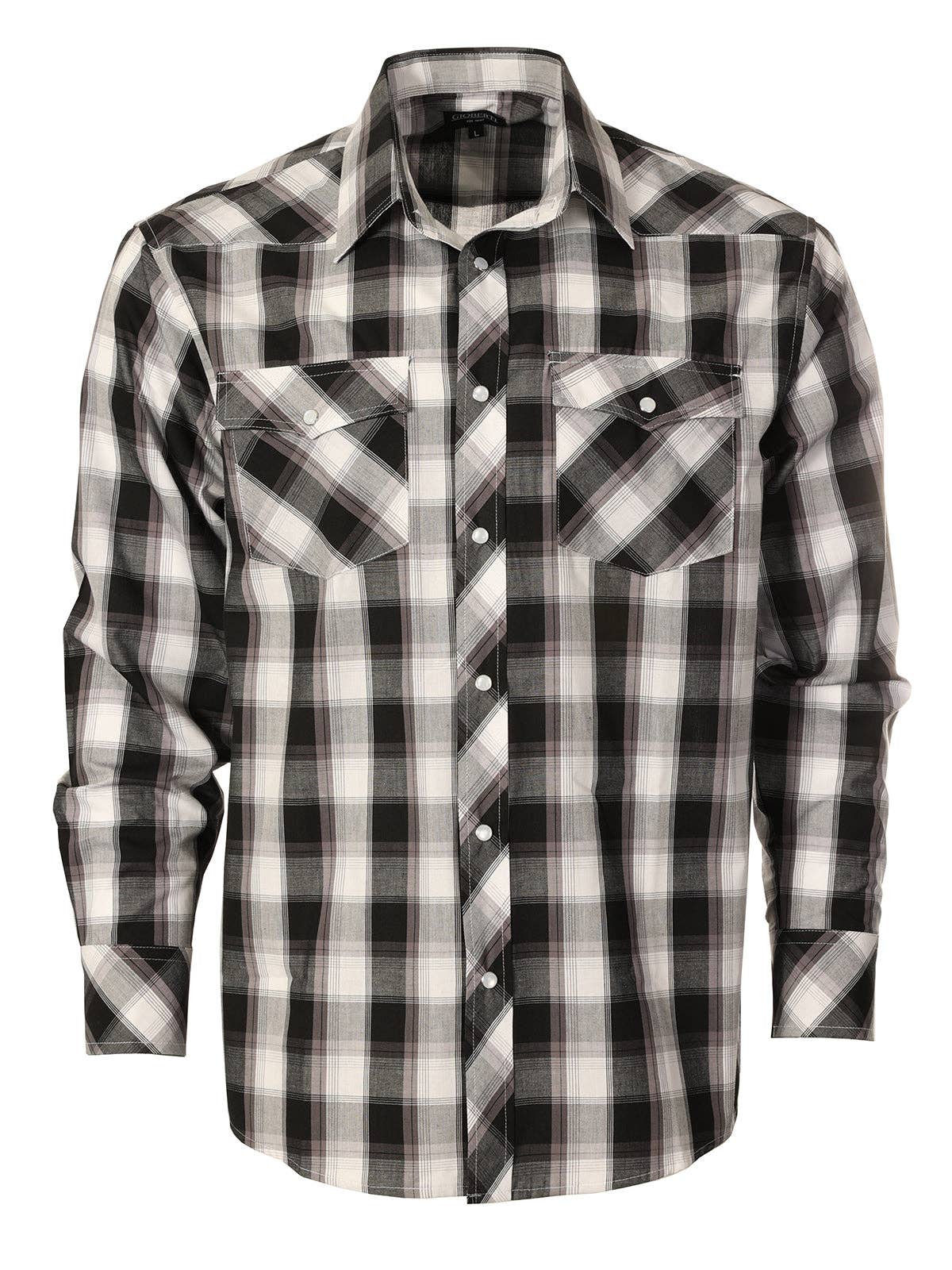 b-one inc - Men's Pearl Snap Button Down Plaid Long Sleeve Western Shirt