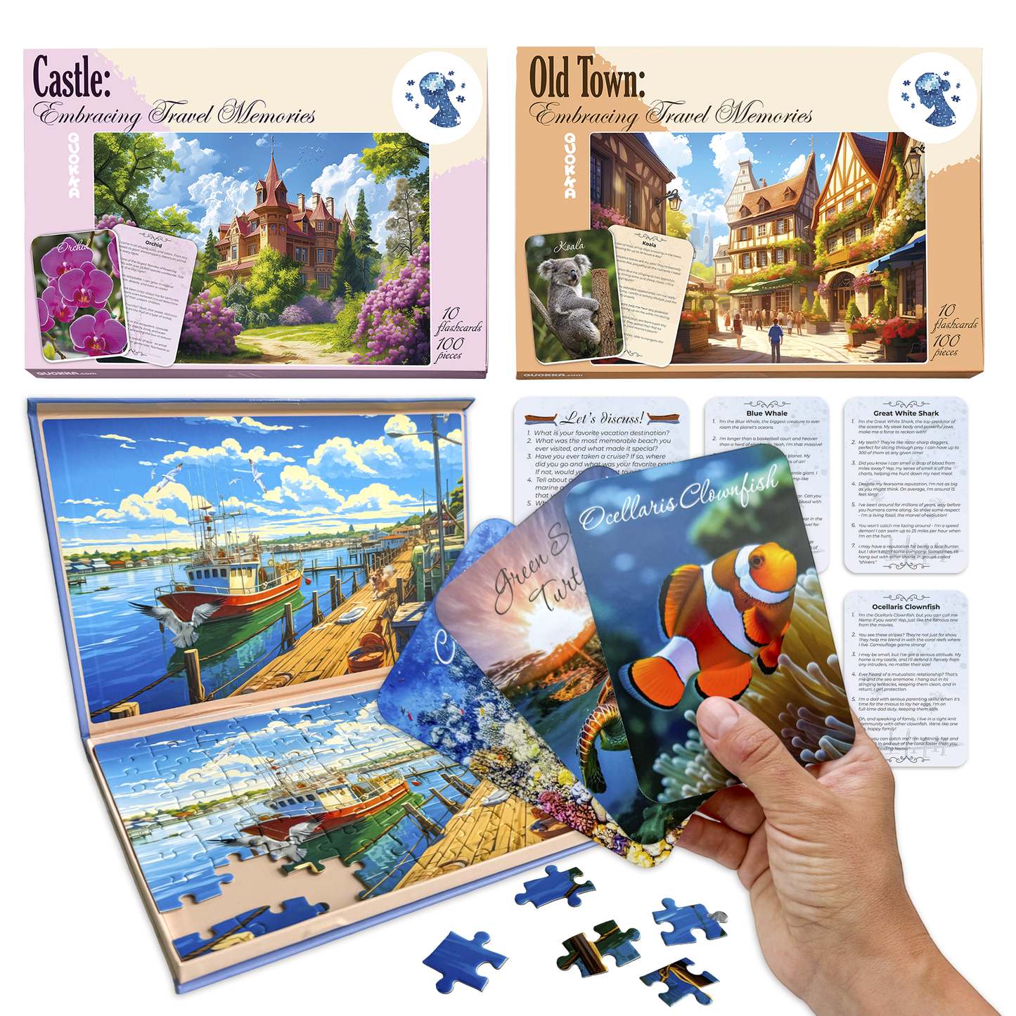QUOKKA - Dementia Puzzles for Elderly with cards | 3xSET