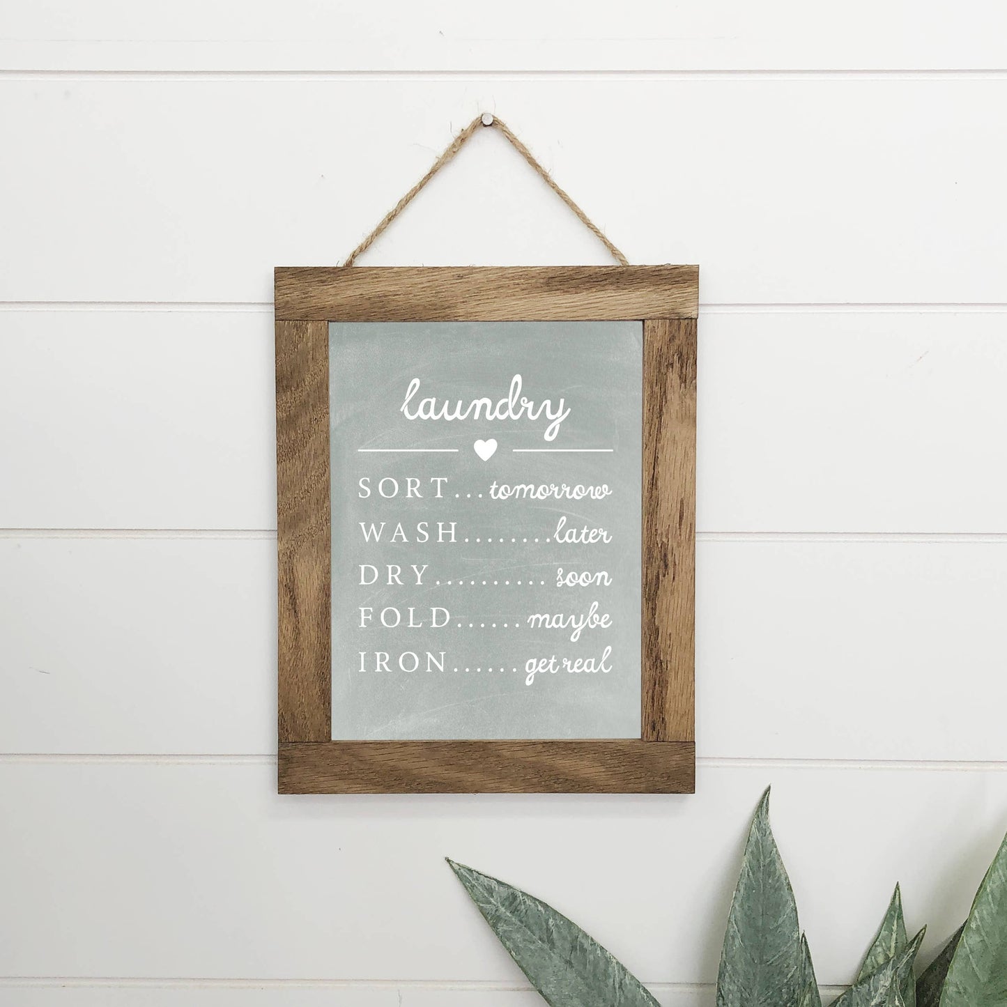Hangout Home - Cute Laundry Schedule Canvas Wood Sign Framed Art