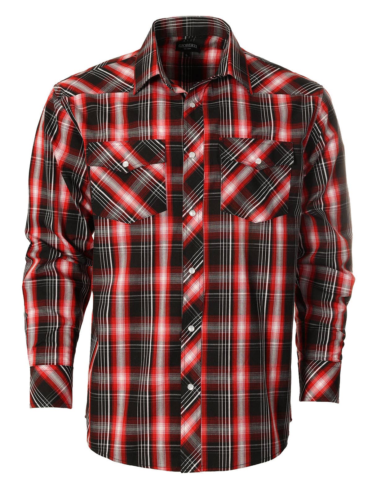 b-one inc - Men's Pearl Snap Button Down Plaid Long Sleeve Western Shirt