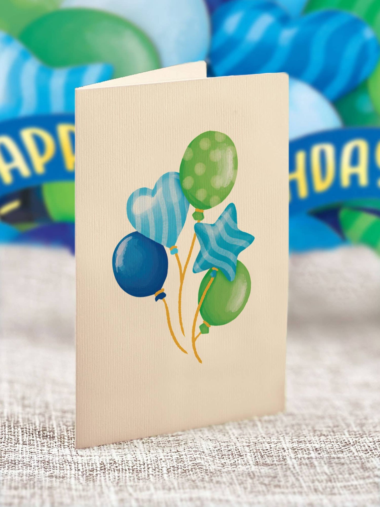 FreshCut Paper LLC - Mini Blue Birthday Balloons (Mini Pop-up Greeting Cards)