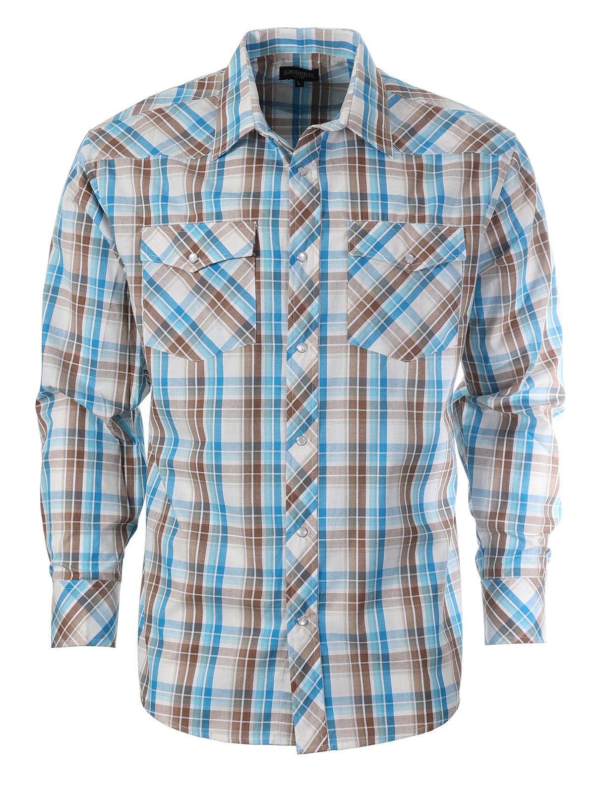 b-one inc - Men's Pearl Snap Button Down Plaid Long Sleeve Western Shirt