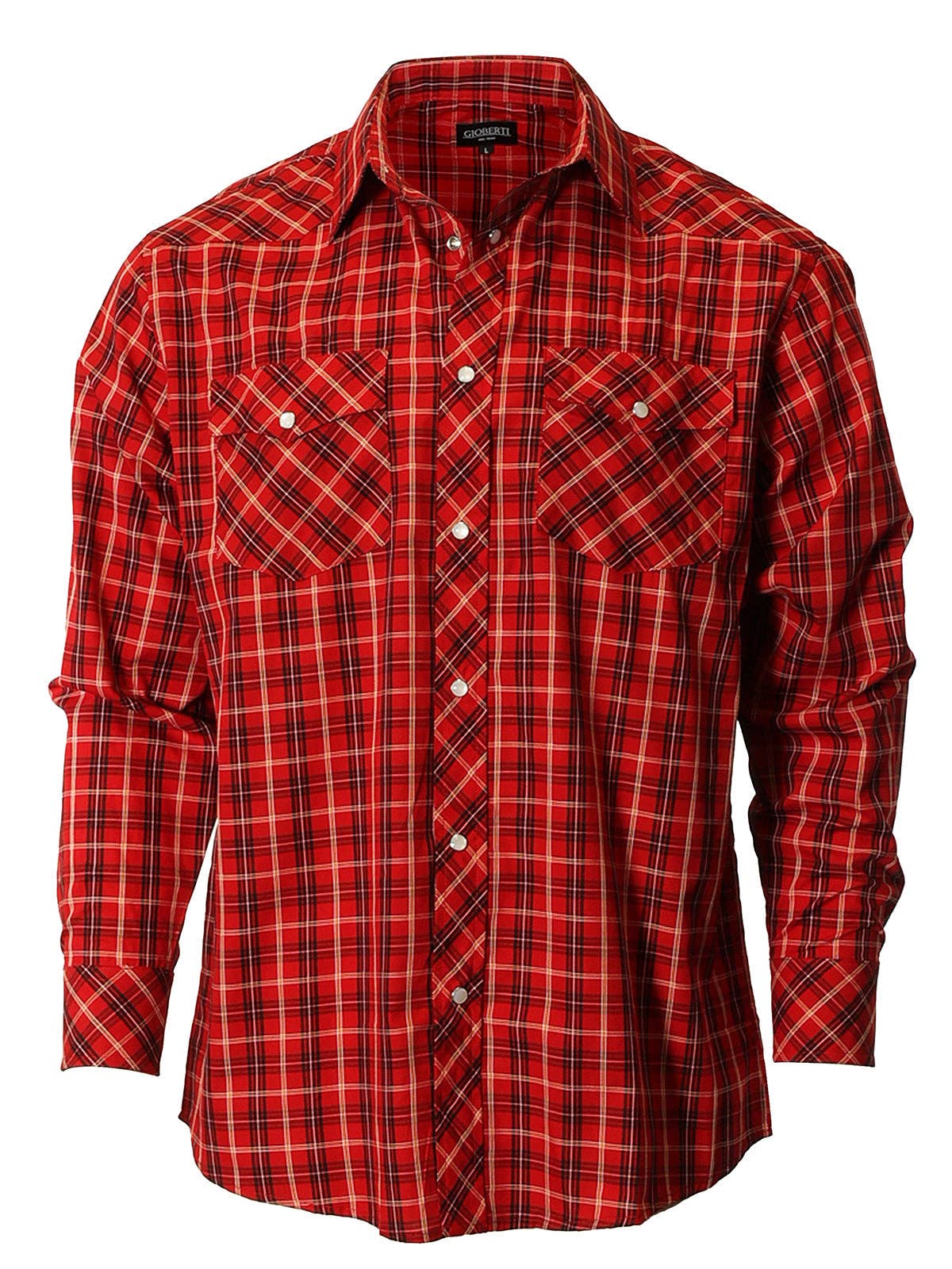 b-one inc - Men's Pearl Snap Button Down Plaid Long Sleeve Western Shirt