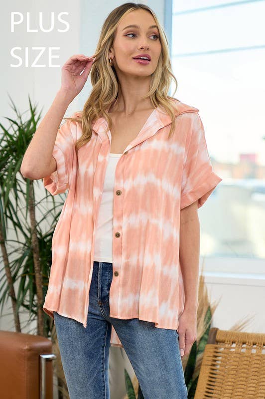 lovely melody - LMT3085PL-PLUS SIZE HELLO SPRING TIE DYE SHACKET