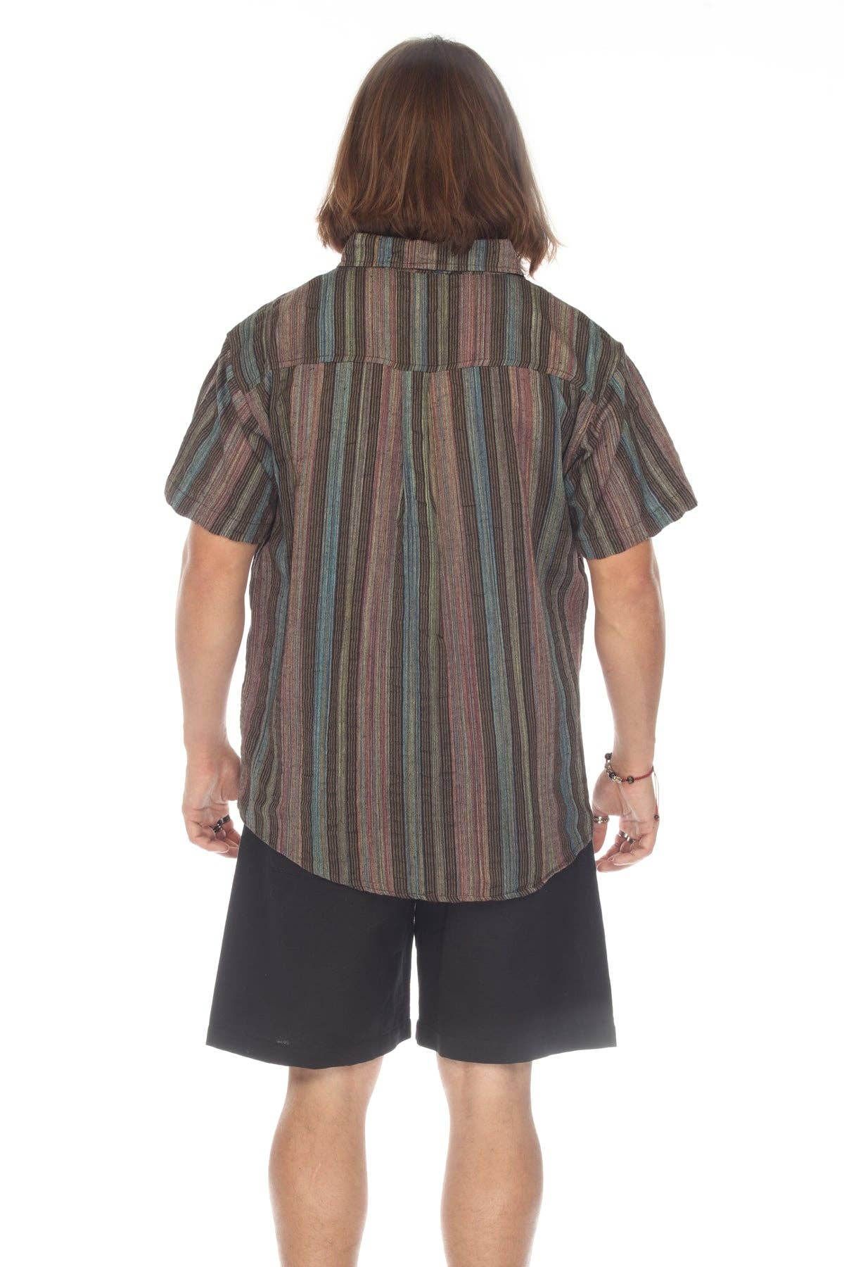 Lakhays Collection Inc. - Stripe Button Down Mens Short Sleeve Shirt