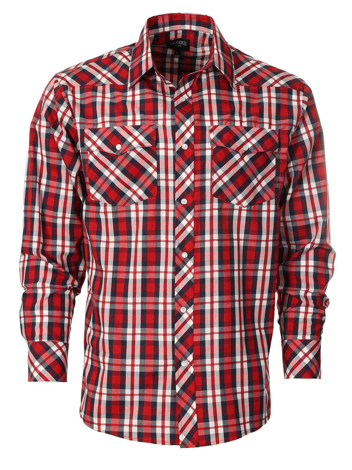 b-one inc - Men's Pearl Snap Button Down Plaid Long Sleeve Western Shirt