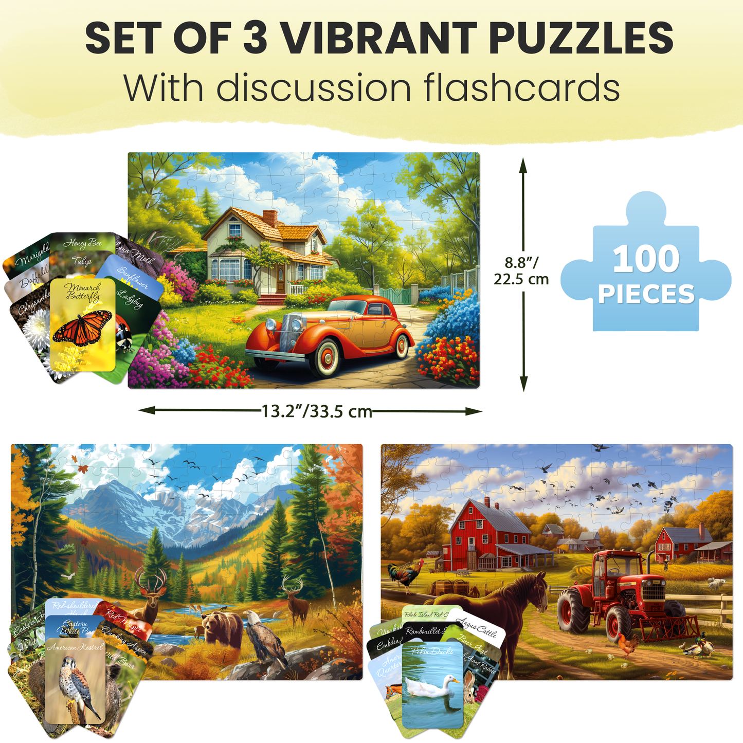 QUOKKA - Dementia Puzzles for Elderly with cards | 3xSET