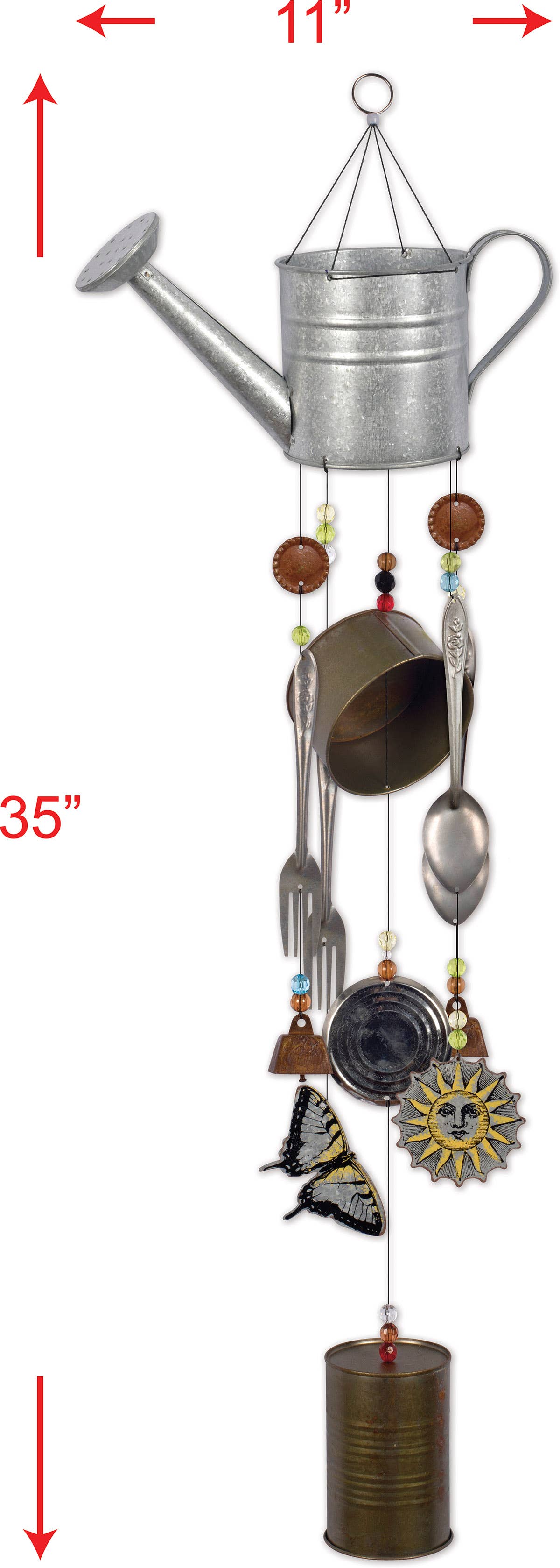 Sunset Vista Designs - Watering Can Farm House Wind Chime Spring Garden - 92556