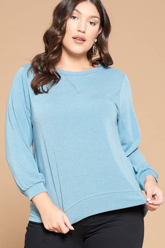 Emerald Collection - ETK-8192-PL Plus Size Solid French Terry Pullover