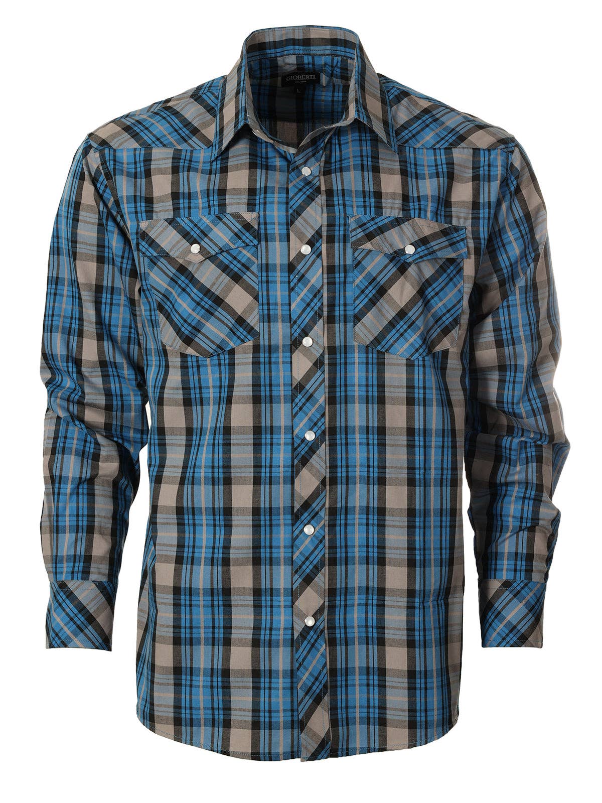 b-one inc - Men's Pearl Snap Button Down Plaid Long Sleeve Western Shirt