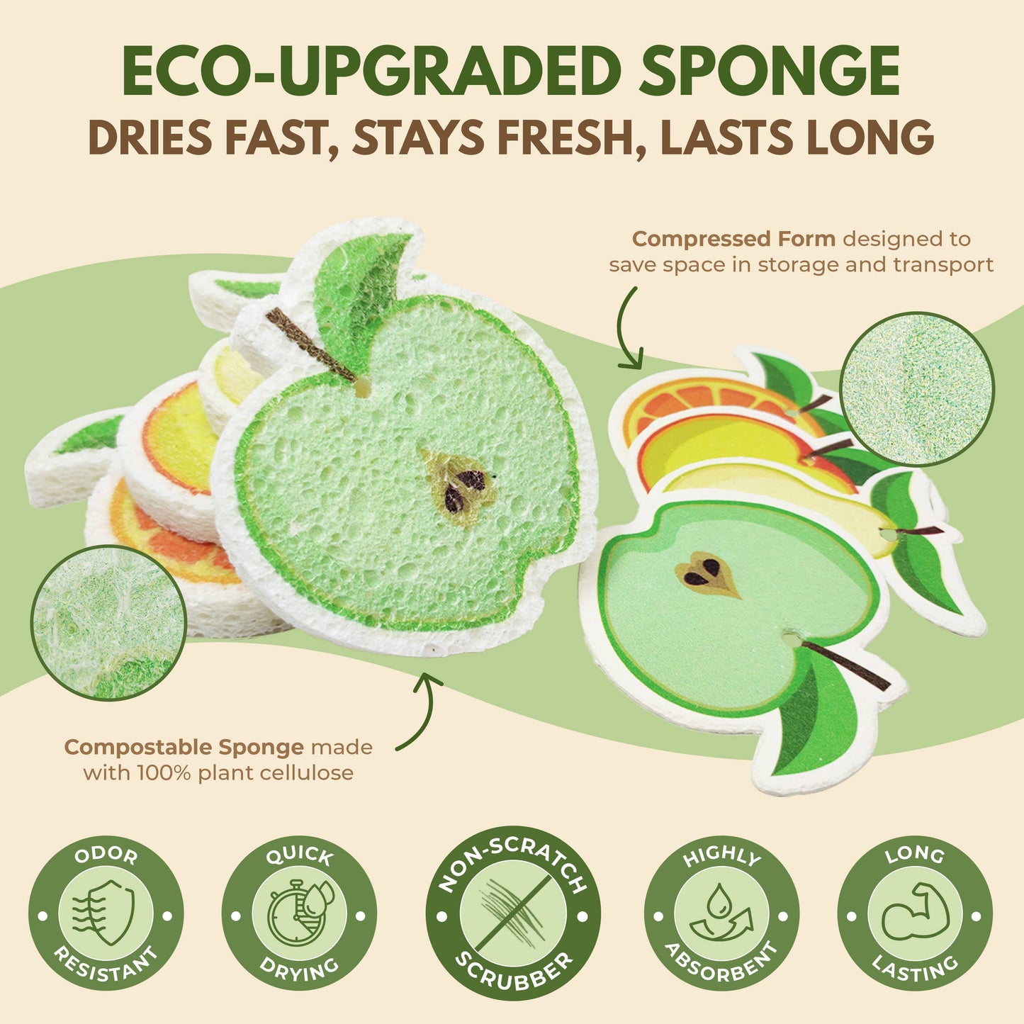 AIRNEX - Biodegradable Sponge for Eco Cleaning - 12 Pack Dish Sponges