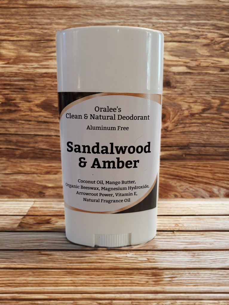 Oralee's Clean & Natural Aluminum Free Deodorant- Sandalwood & Amber