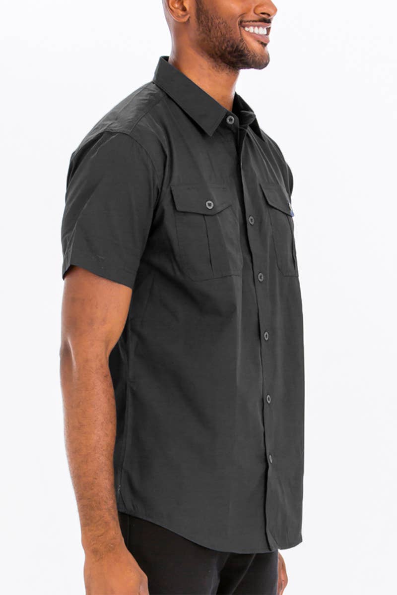 Men's WEIV - Dual Chest Pocket Short Sleeve Button Down Shirt