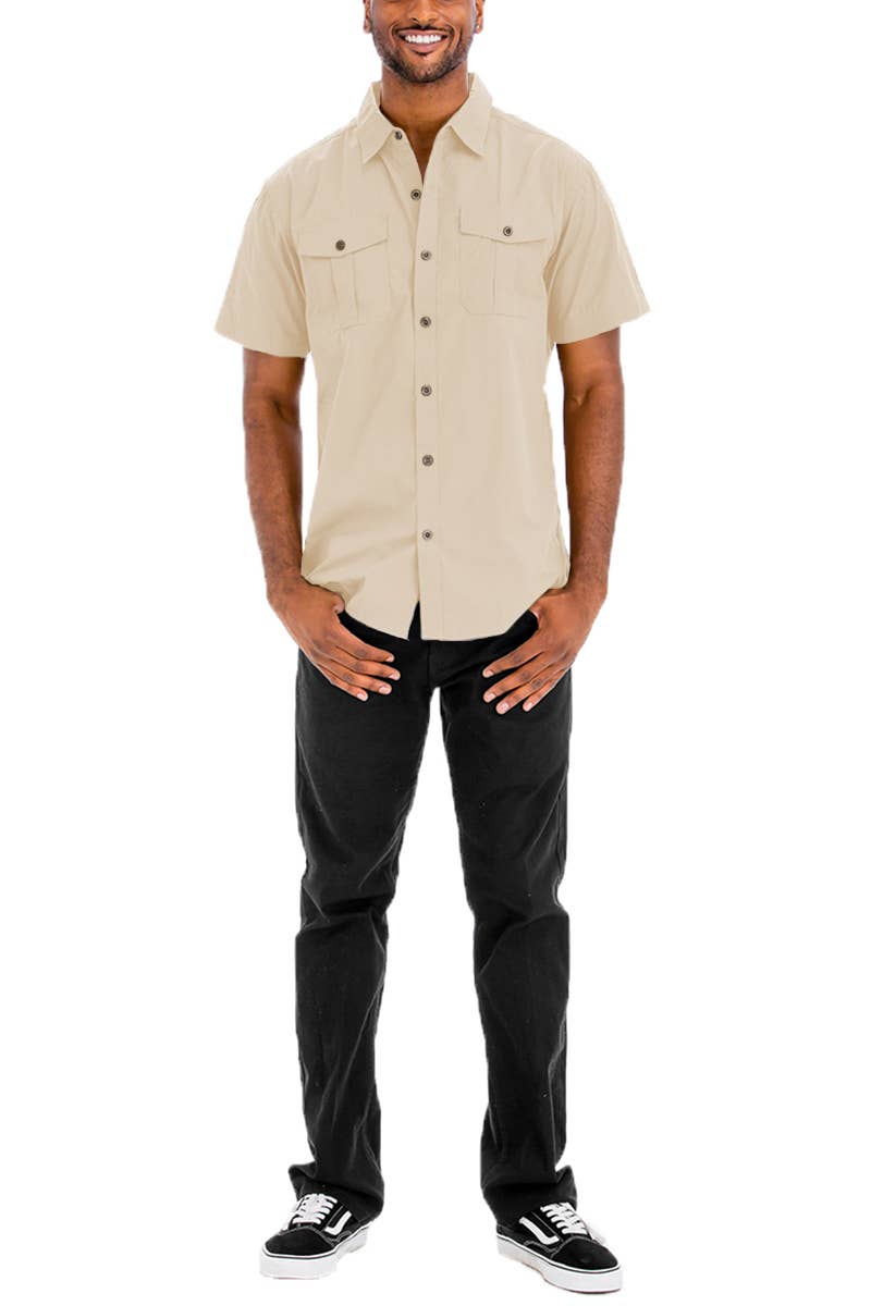 Men's WEIV - Dual Chest Pocket Short Sleeve Button Down Shirt