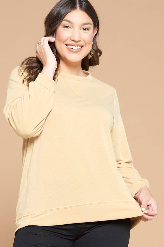 Emerald Collection - ETK-8192-PL Plus Size Solid French Terry Pullover