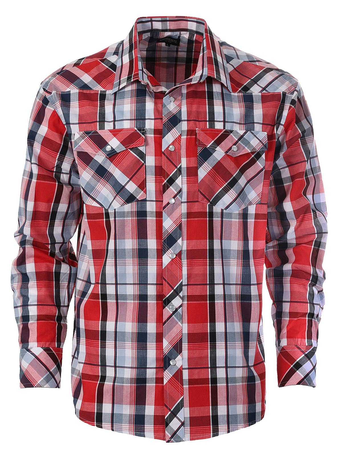 b-one inc - Men's Pearl Snap Button Down Plaid Long Sleeve Western Shirt