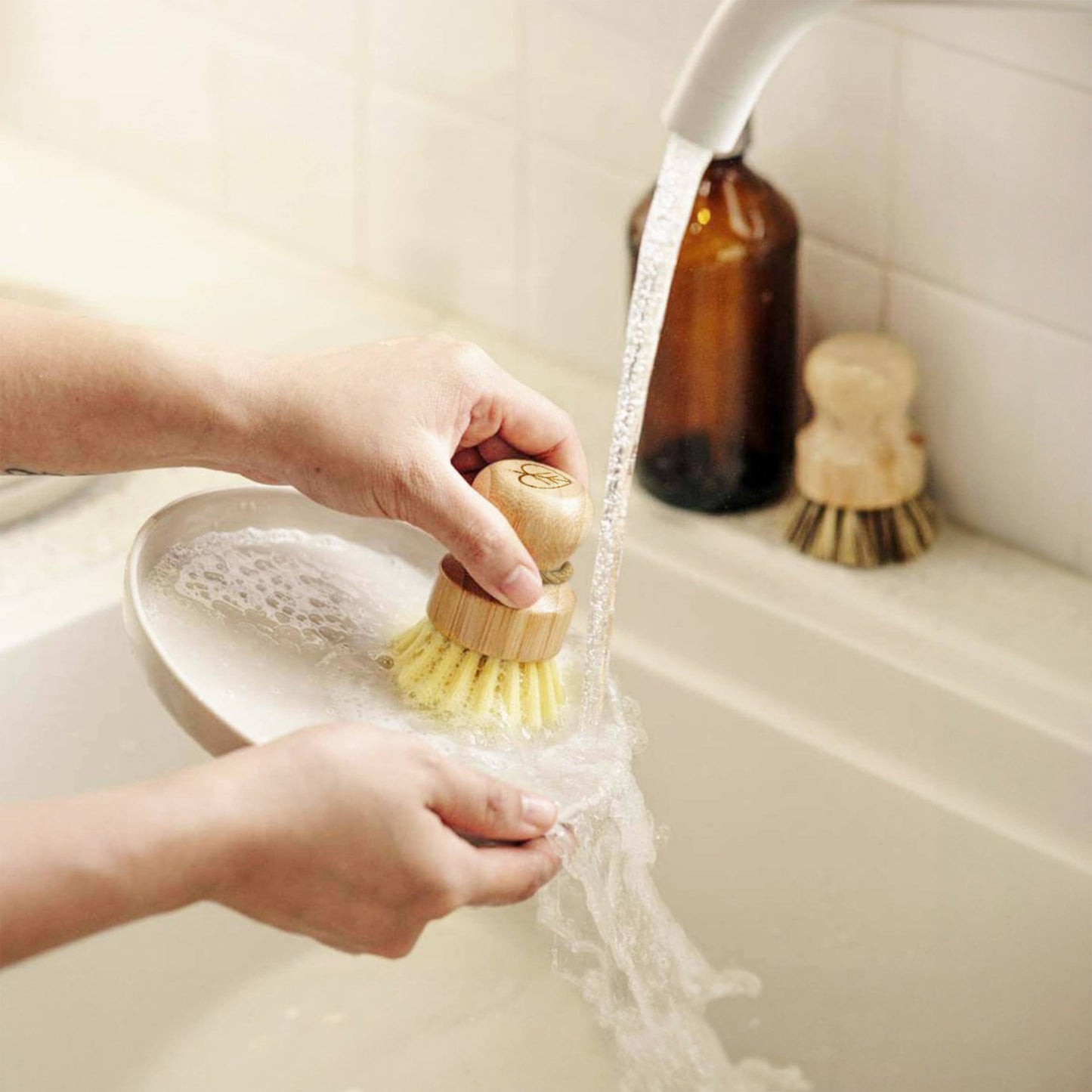 AIRNEX - Natural Cleaning Dish Brush - 1 Pack Bamboo Brush