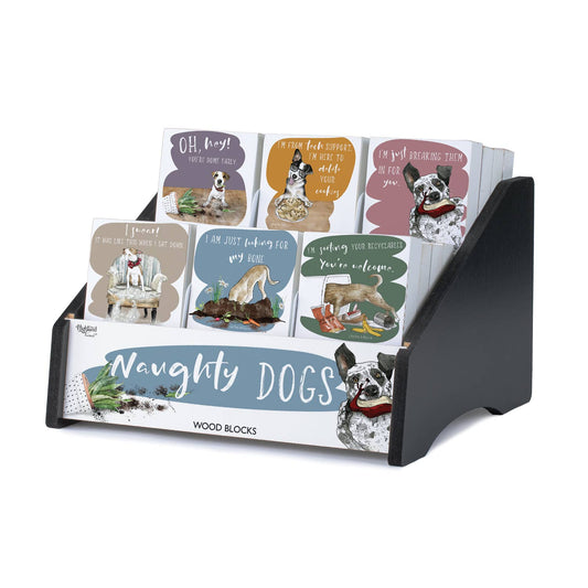 CounterArt/Highland Home/Thirstystone/CoasterStone - "Naughty Dogs" Pre-Pack Wood Block Sign Display