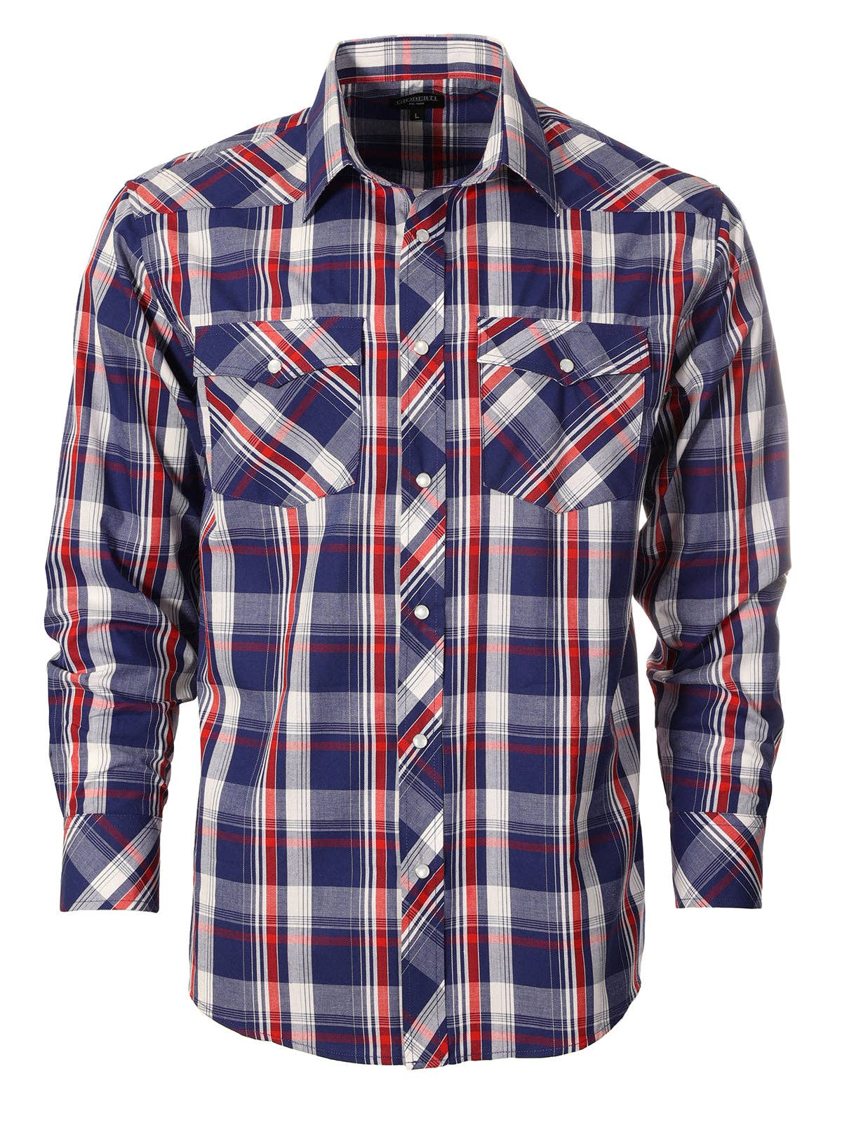 b-one inc - Men's Pearl Snap Button Down Plaid Long Sleeve Western Shirt