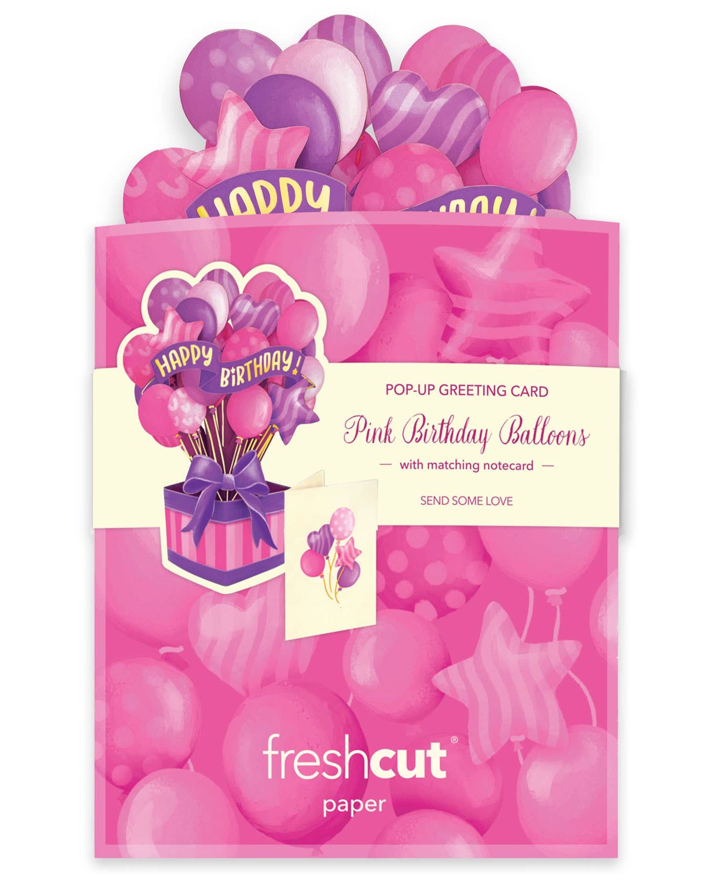 FreshCut Paper LLC - Mini Pink Birthday Balloons (Mini Pop-up Greeting Cards)