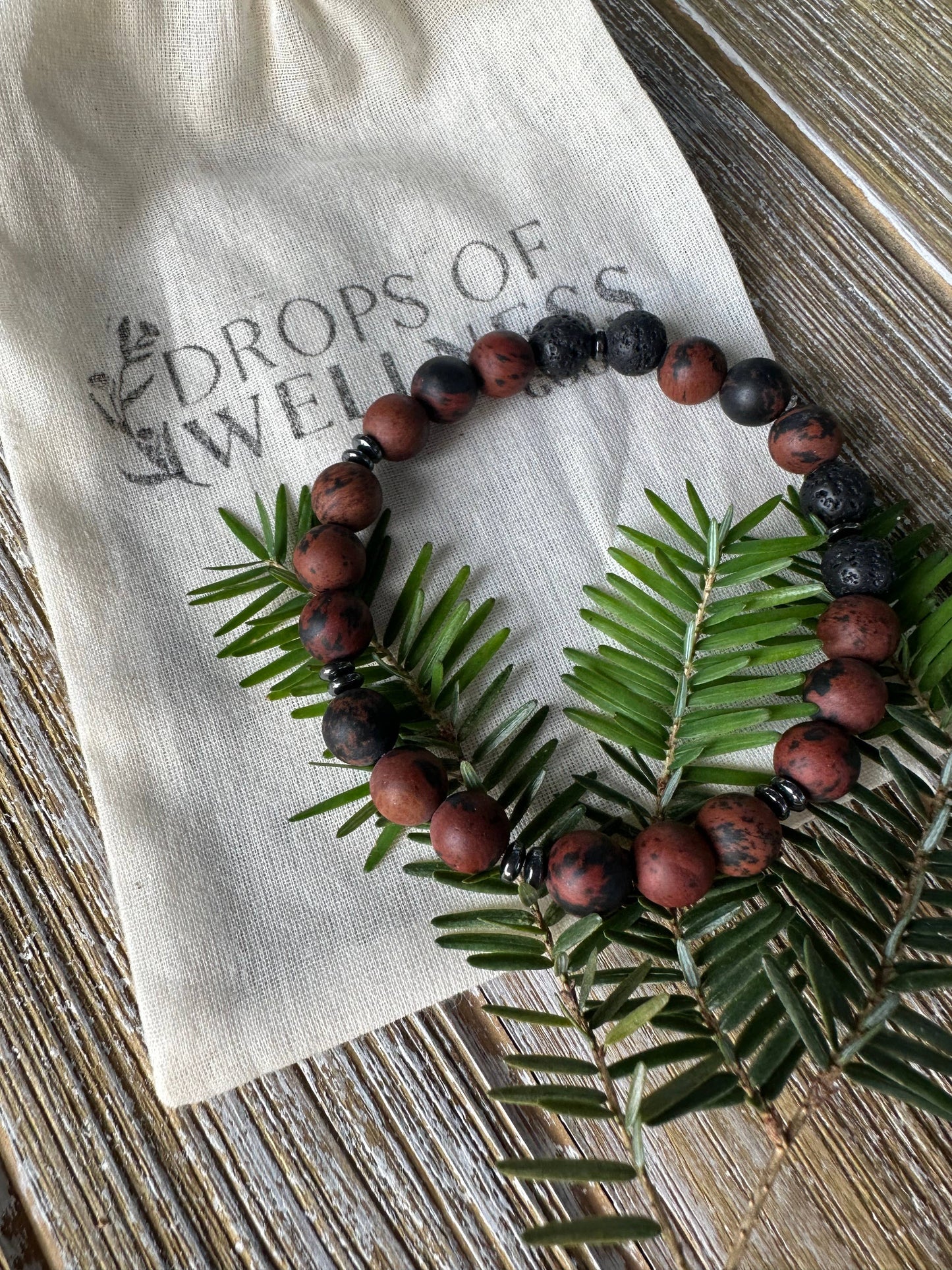 Drops of Wellness Goods - Beaded Stone Bracelet, Men's Diffuser Jewelry, The Finn