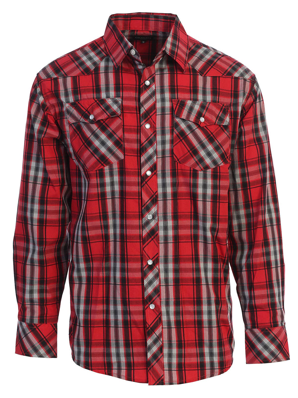 b-one inc - Men's Pearl Snap Button Down Plaid Long Sleeve Western Shirt