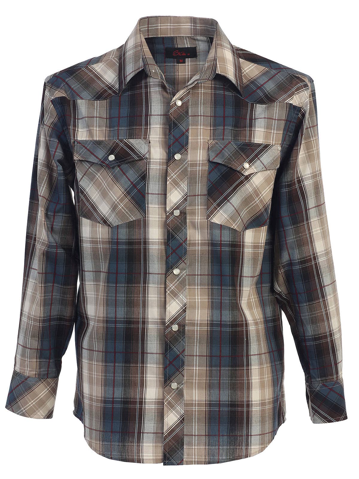 b-one inc - Men's Pearl Snap Button Down Plaid Long Sleeve Western Shirt