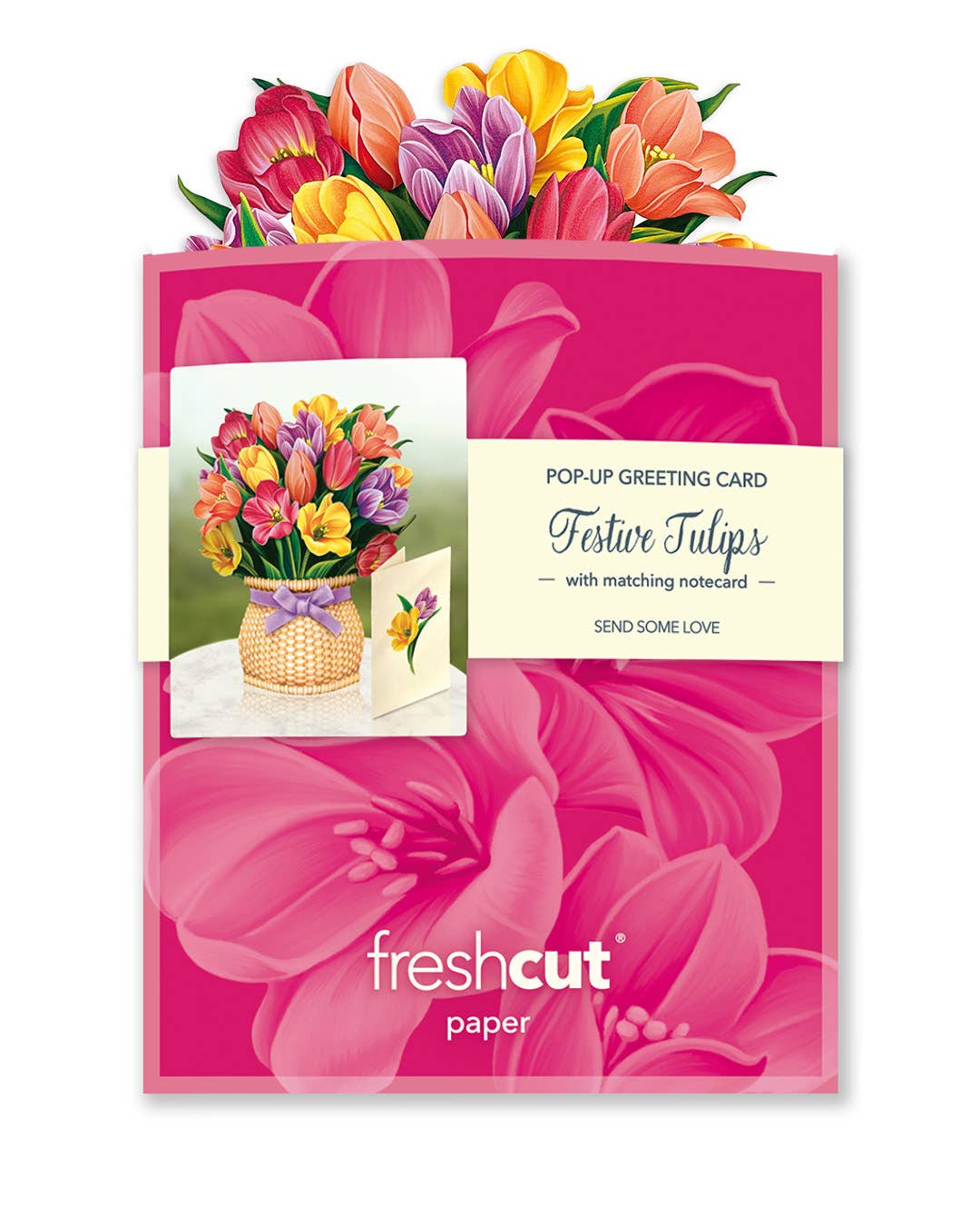 FreshCut Paper LLC - Mini Festive Tulips (10 Pop-up Greeting Cards)