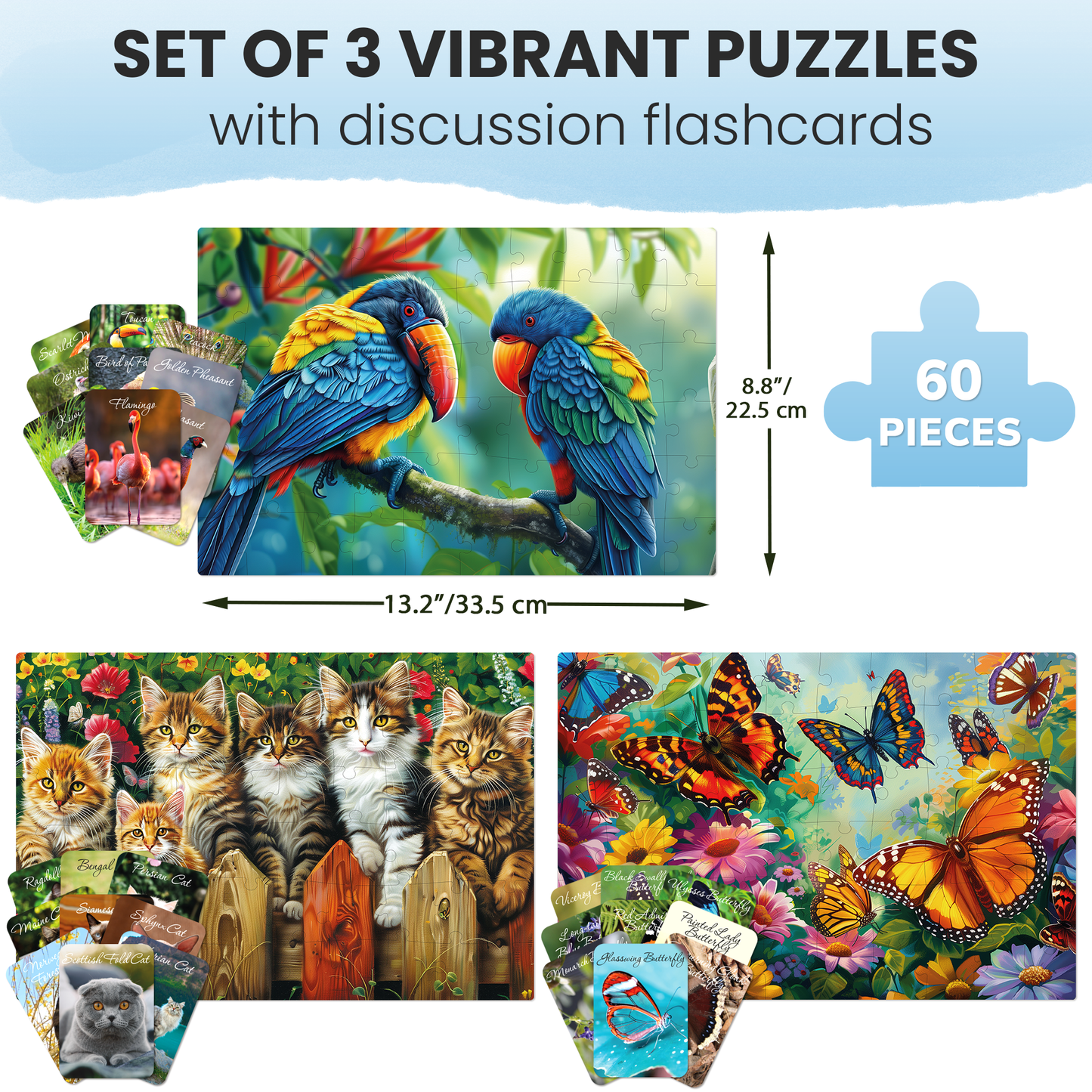 QUOKKA - Dementia 60pc Puzzles for Elderly with cards | 3xSET