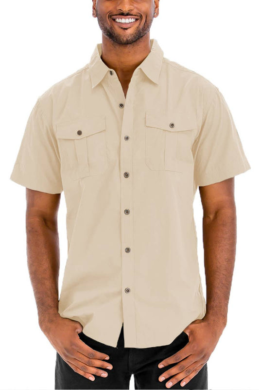 Men's WEIV - Dual Chest Pocket Short Sleeve Button Down Shirt